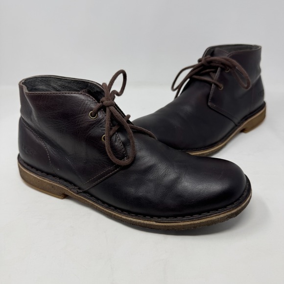 UGG Australia Leighton Chukka‎ Desert Leather Boots Black 3275 Men\'s Size 8.5